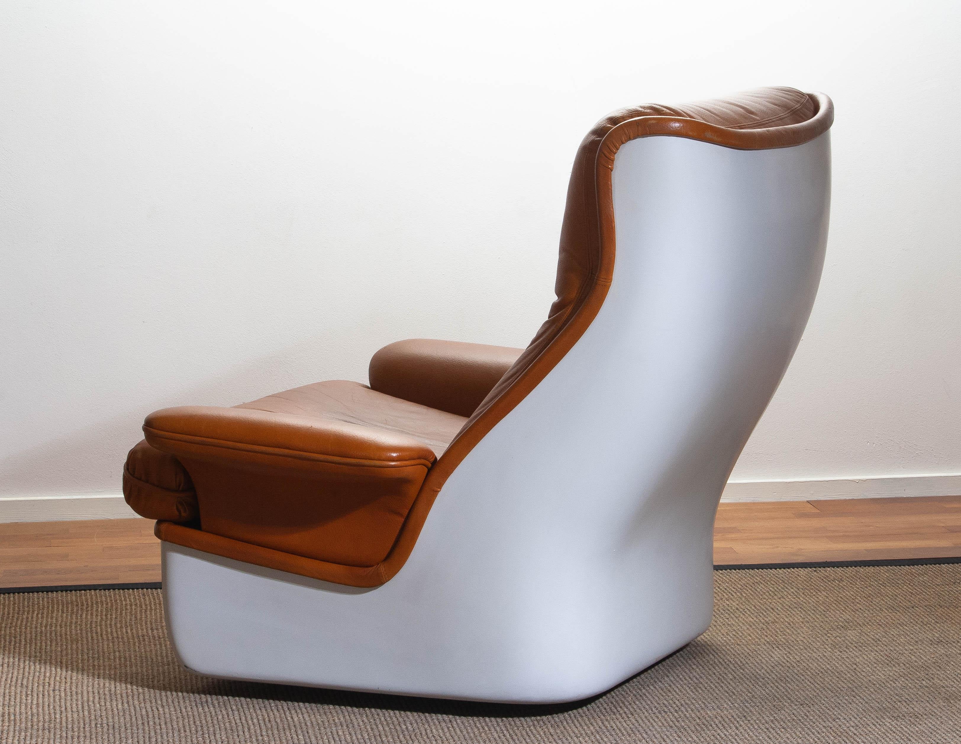 1970s, Marc Held Airborne Lounge / Easy Chair and Ottoman in Cognac Leather 7