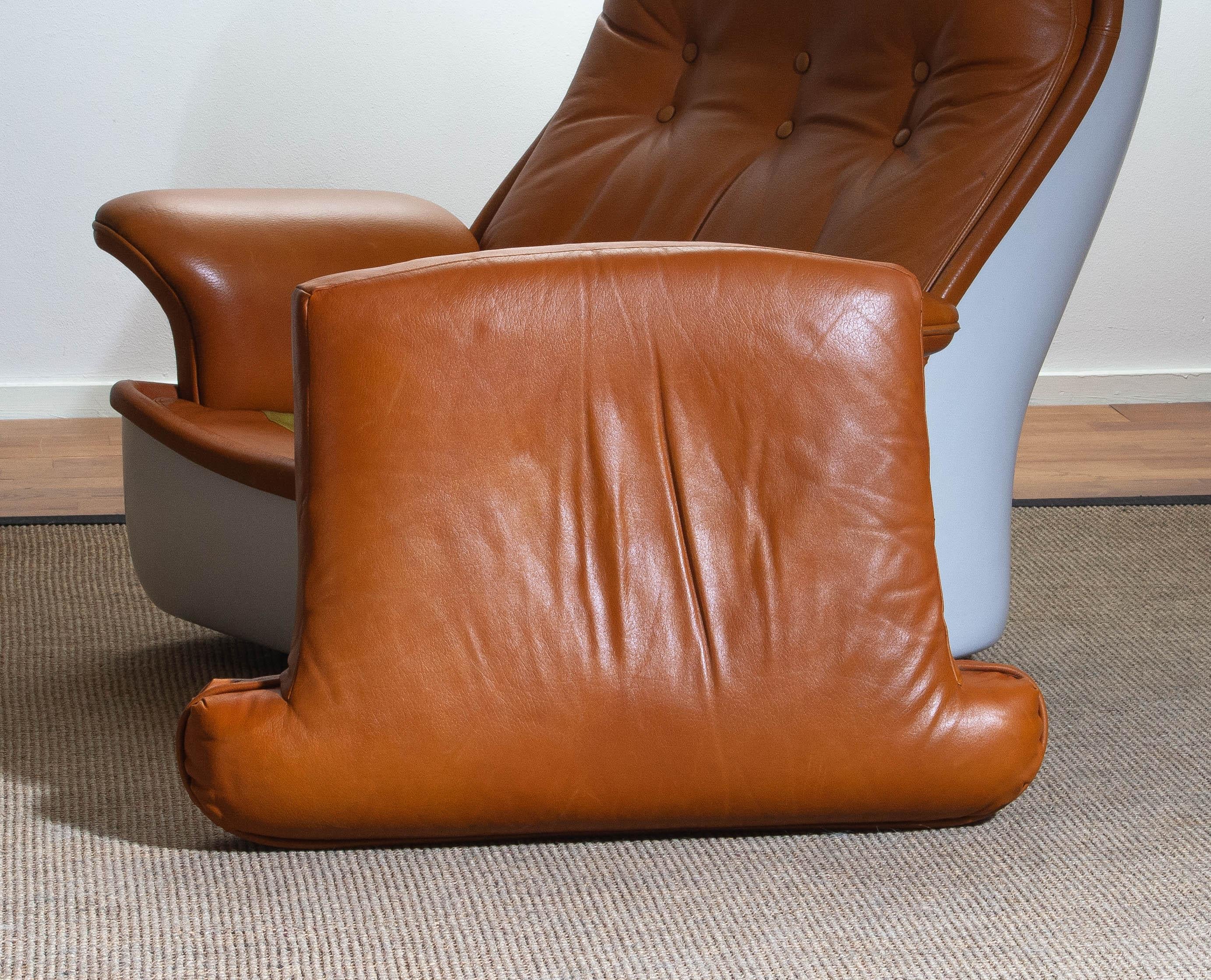 1970s, Marc Held Airborne Lounge / Easy Chair and Ottoman in Cognac Leather 9
