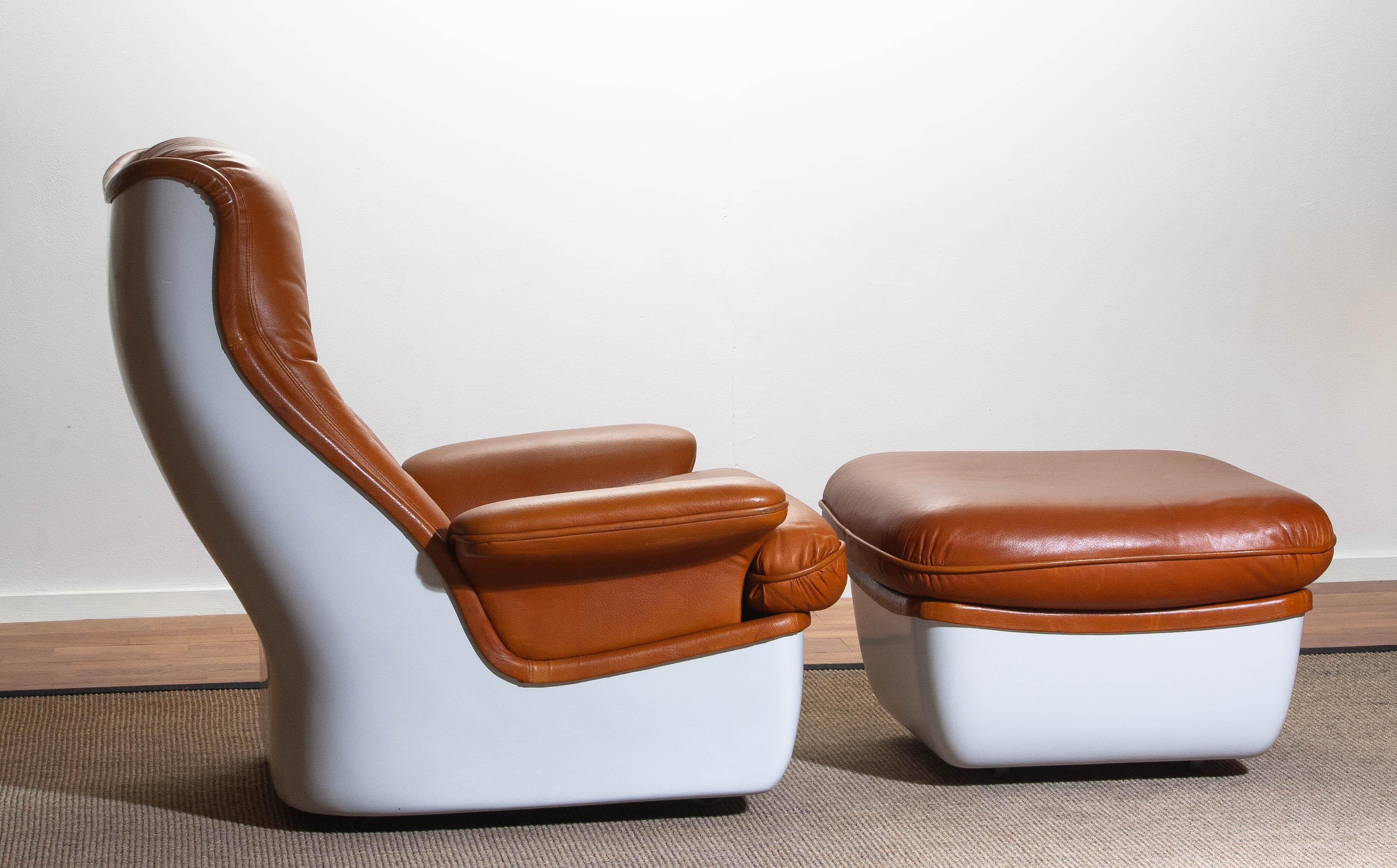1970s, Marc Held Airborne Lounge / Easy Chair and Ottoman in Cognac Leather 2