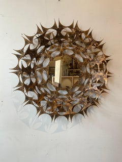 1970s Marc Weinstein Brutalist Sunburst Metal Mirror