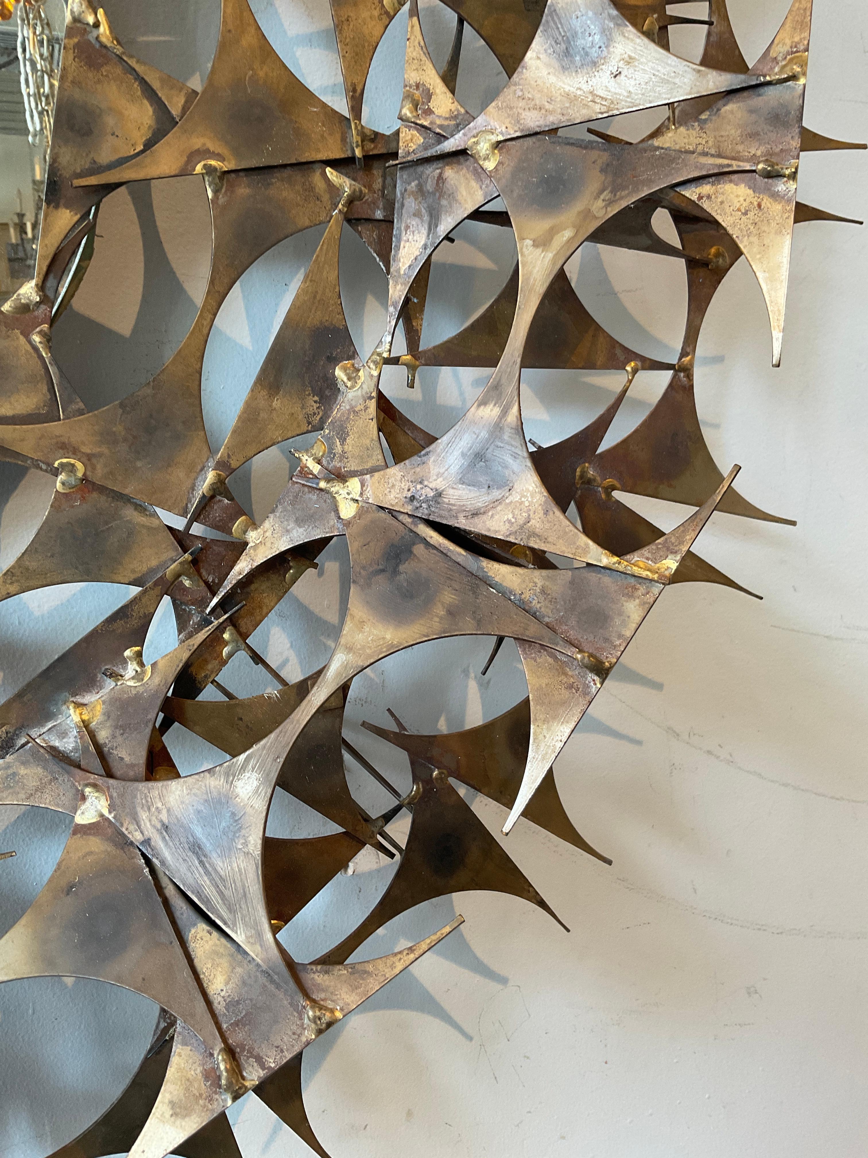 1970s Marc Weinstein Brutalist Sunburst Metal Mirror For Sale 1