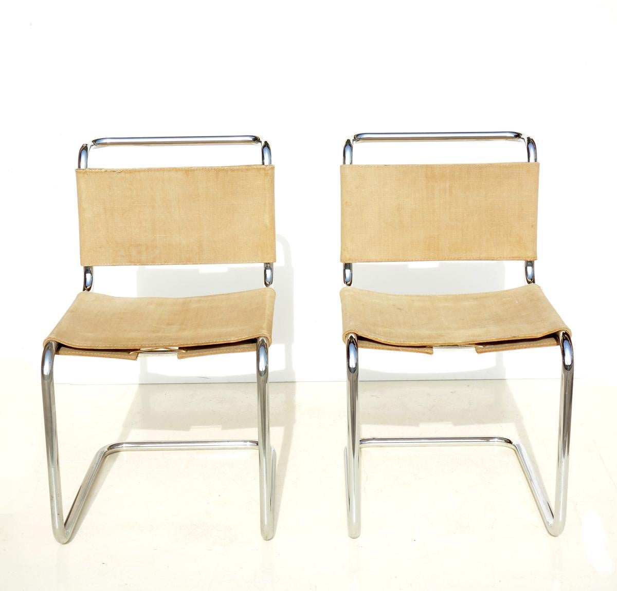 Italian 1970s Marcel Breuer B33 for Knoll Bauhaus Design Chairs, Set of 4 For Sale