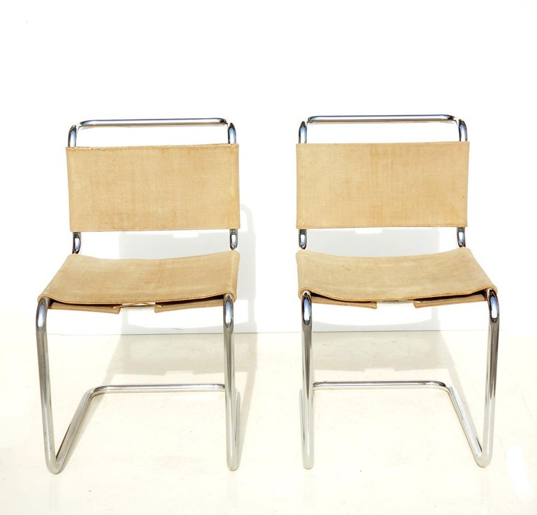 Metal 1970s Marcel Breuer B33 for Knoll Bauhaus Design Chairs, Set of 4 For Sale