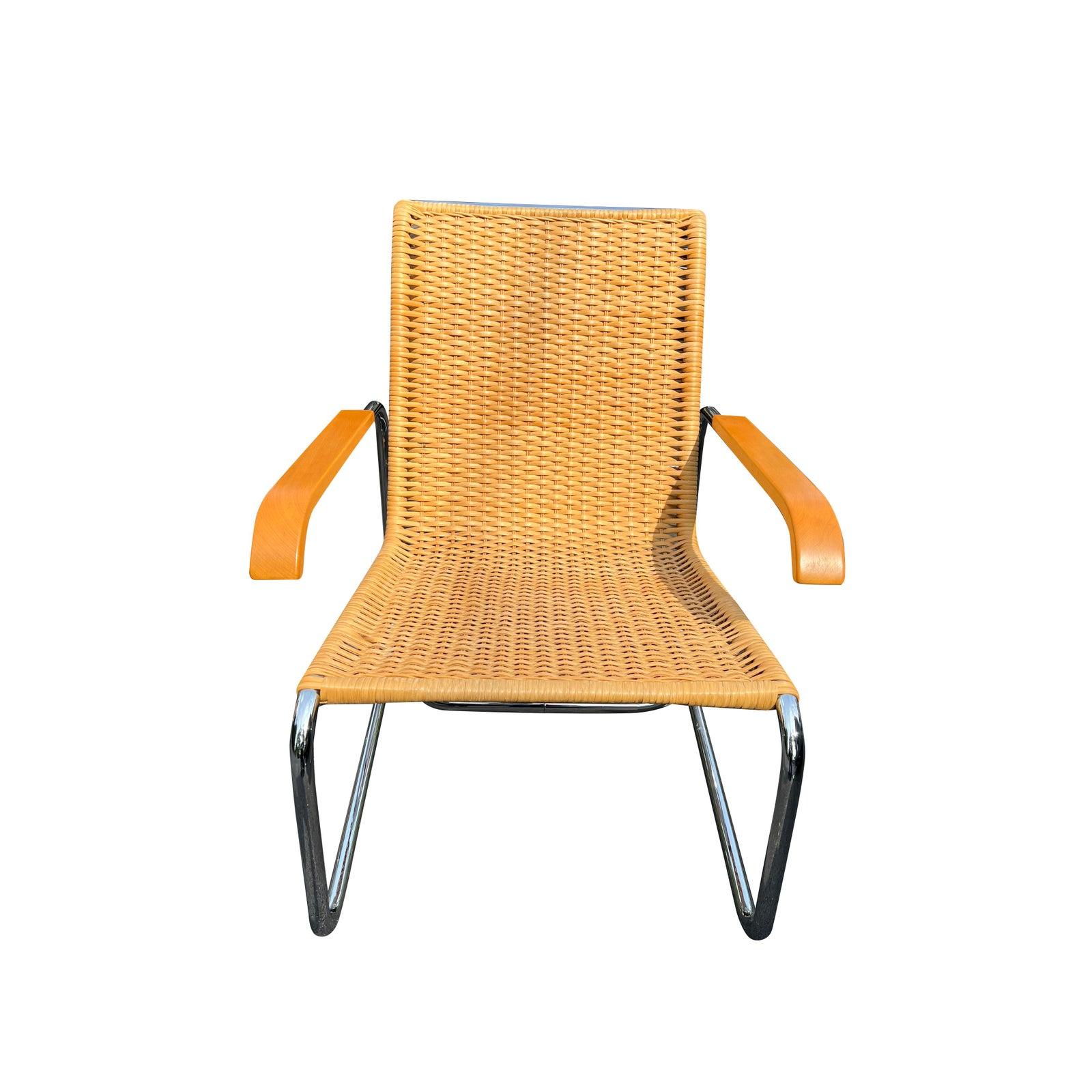 Sillón moderno de mimbre y ratán de los años 70 Marcel Breuer B35 para Icf Italiano en venta
