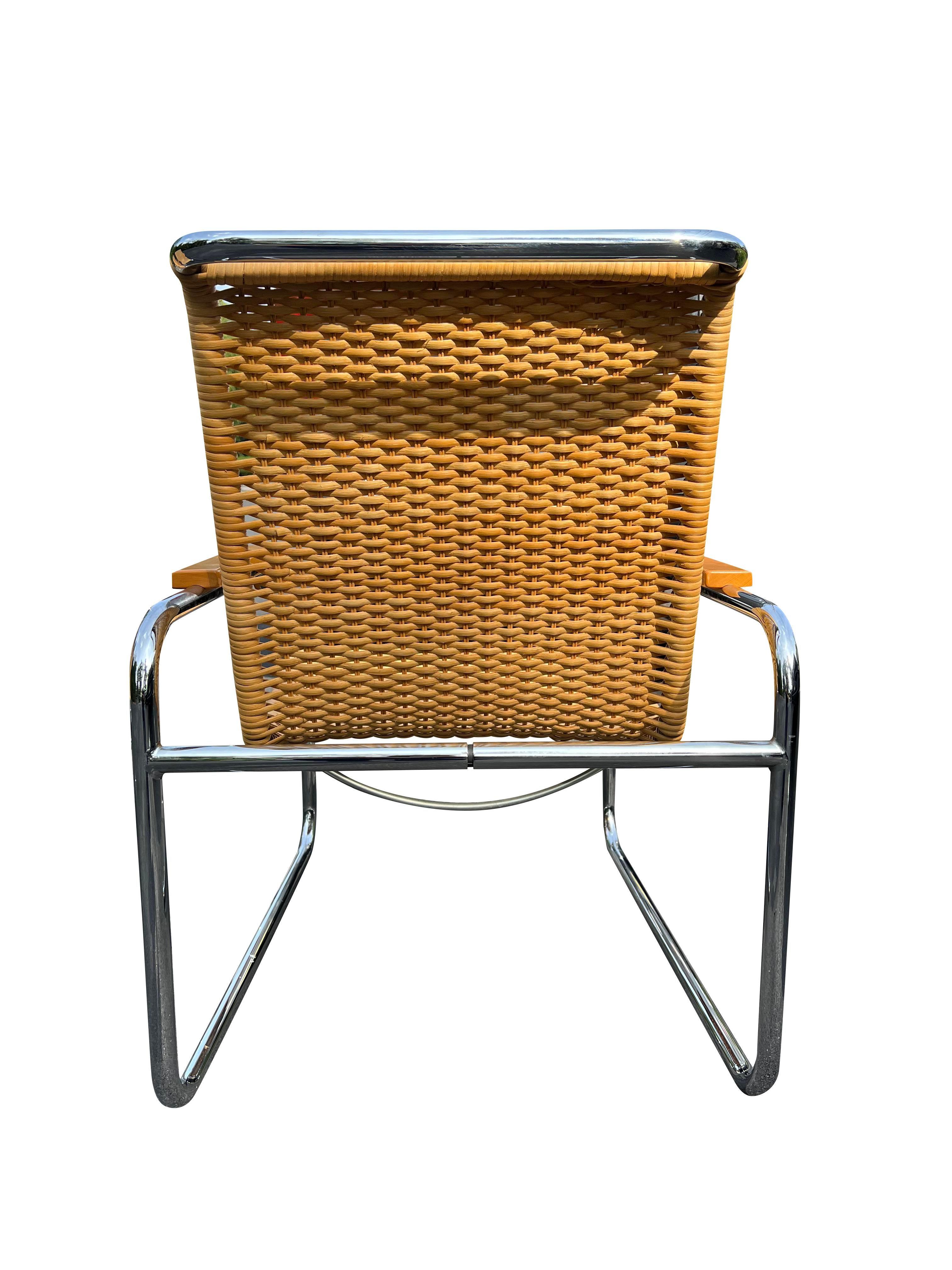 Sillón moderno de mimbre y ratán de los años 70 Marcel Breuer B35 para Icf en Bueno estado para la venta en Saddle River, NJ