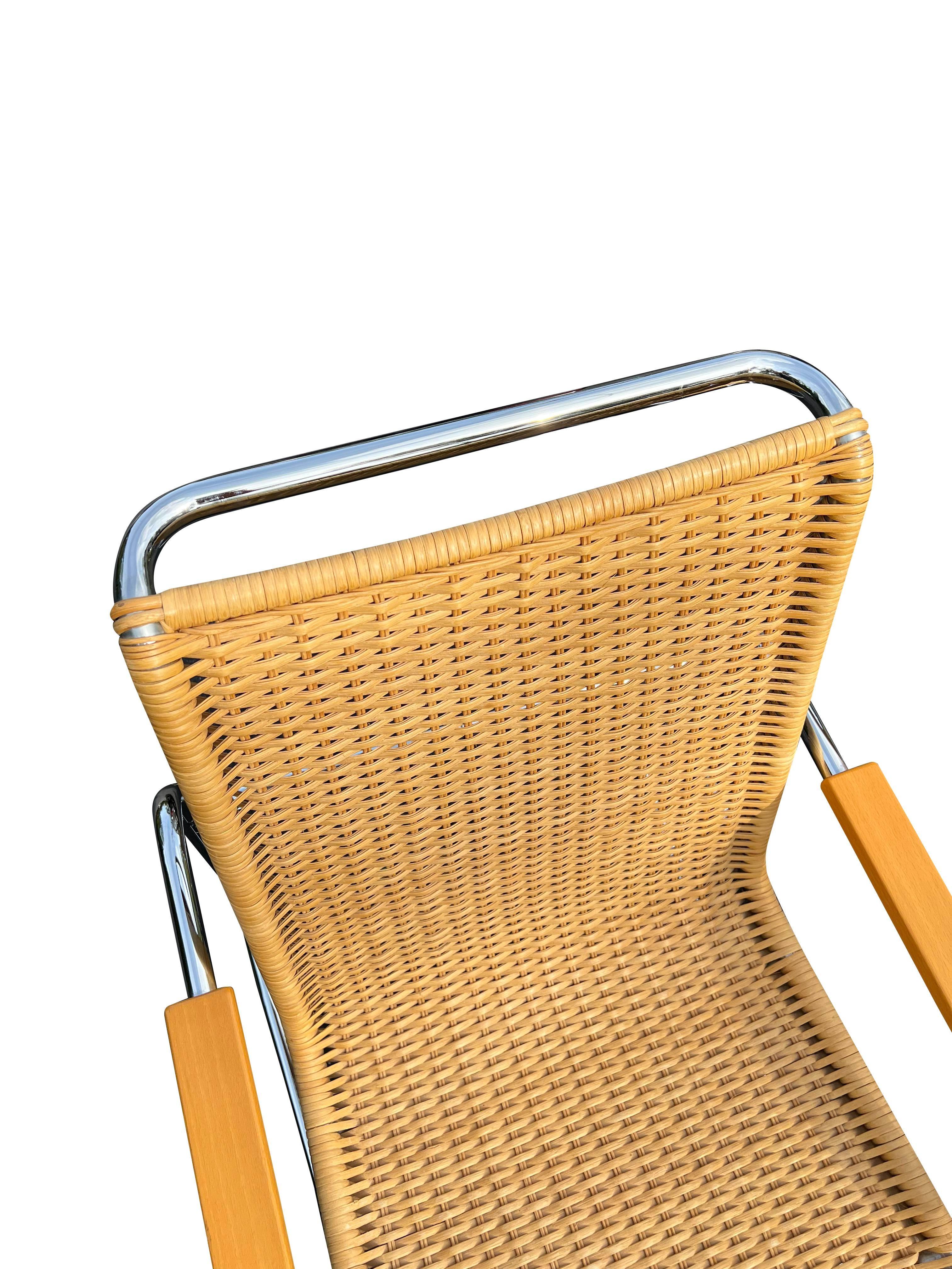 Poltrone moderne in vimini di rattan B35 di Marcel Breuer degli anni '70 per Icf, una coppia in vendita 3