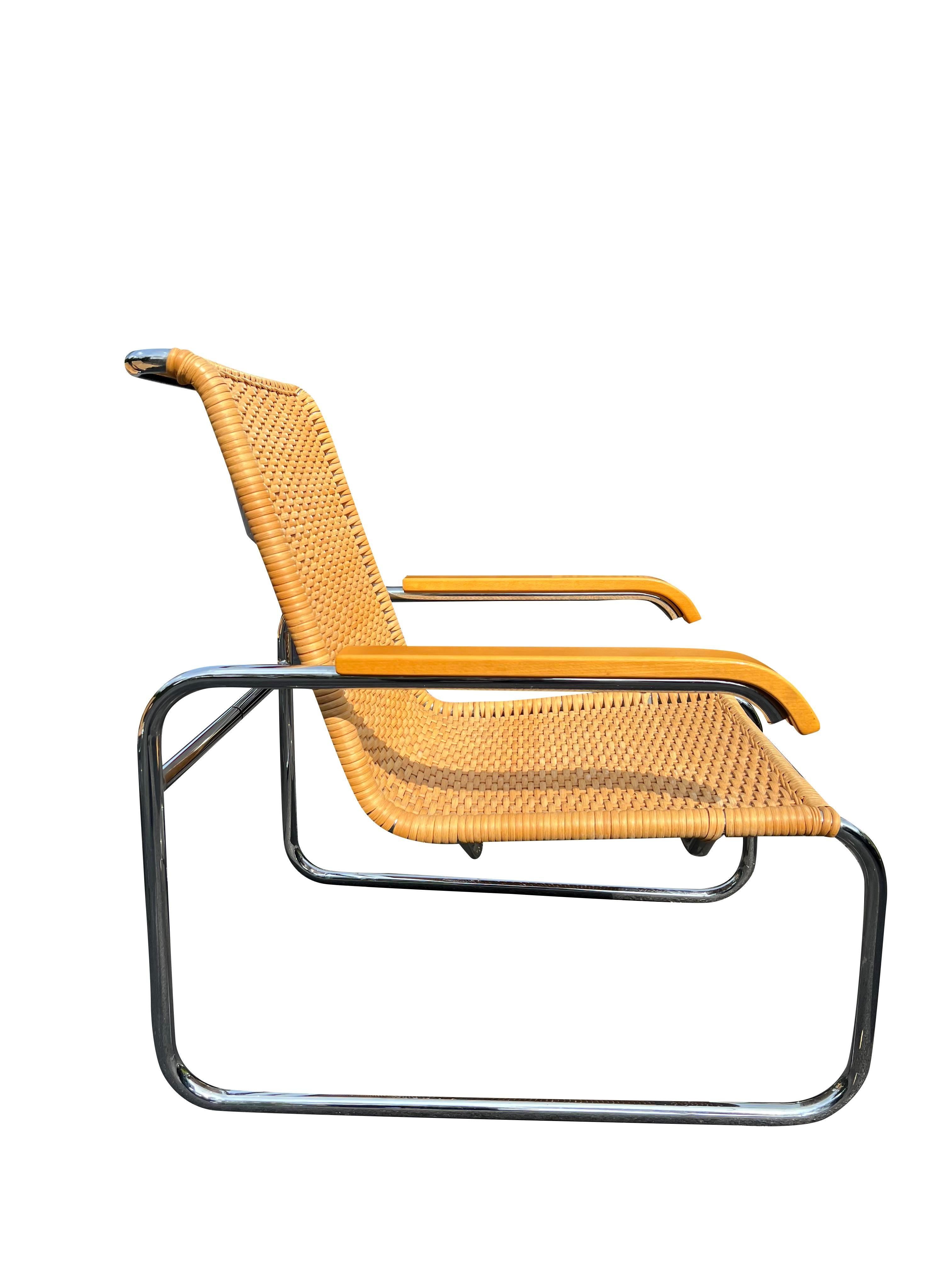 Rattan Poltrone moderne in vimini di rattan B35 di Marcel Breuer degli anni '70 per Icf, una coppia in vendita