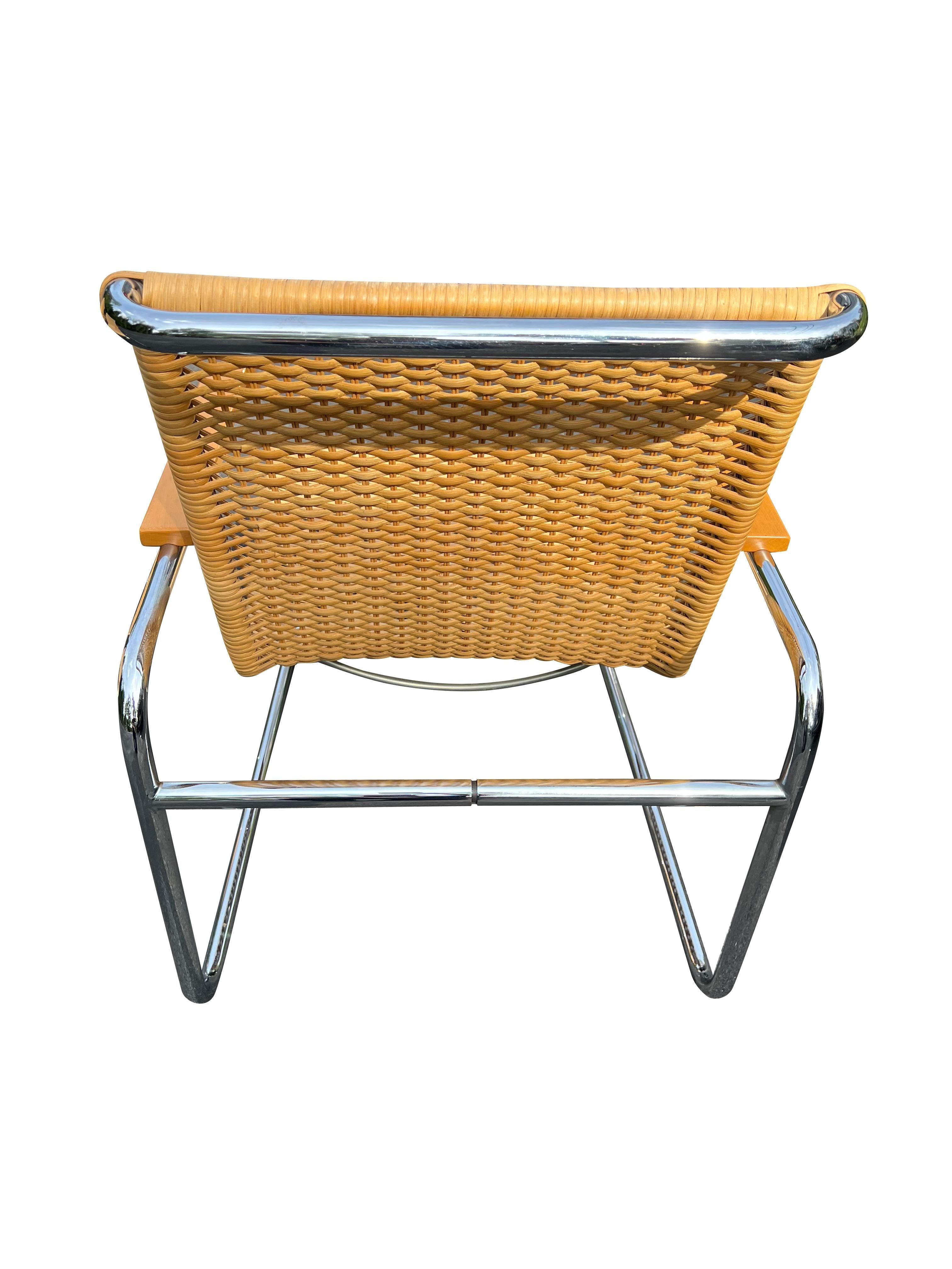 Poltrone moderne in vimini di rattan B35 di Marcel Breuer degli anni '70 per Icf, una coppia in vendita 2