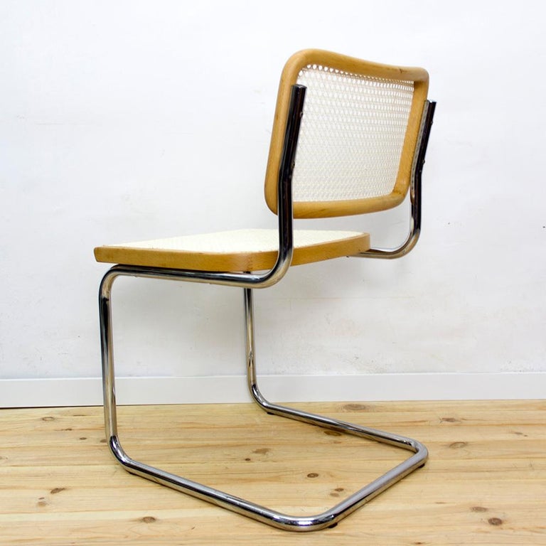 Stainless Steel 1970s Marcel Breuer for Cidue B32 Cesca Chairs, Set of 6 For Sale