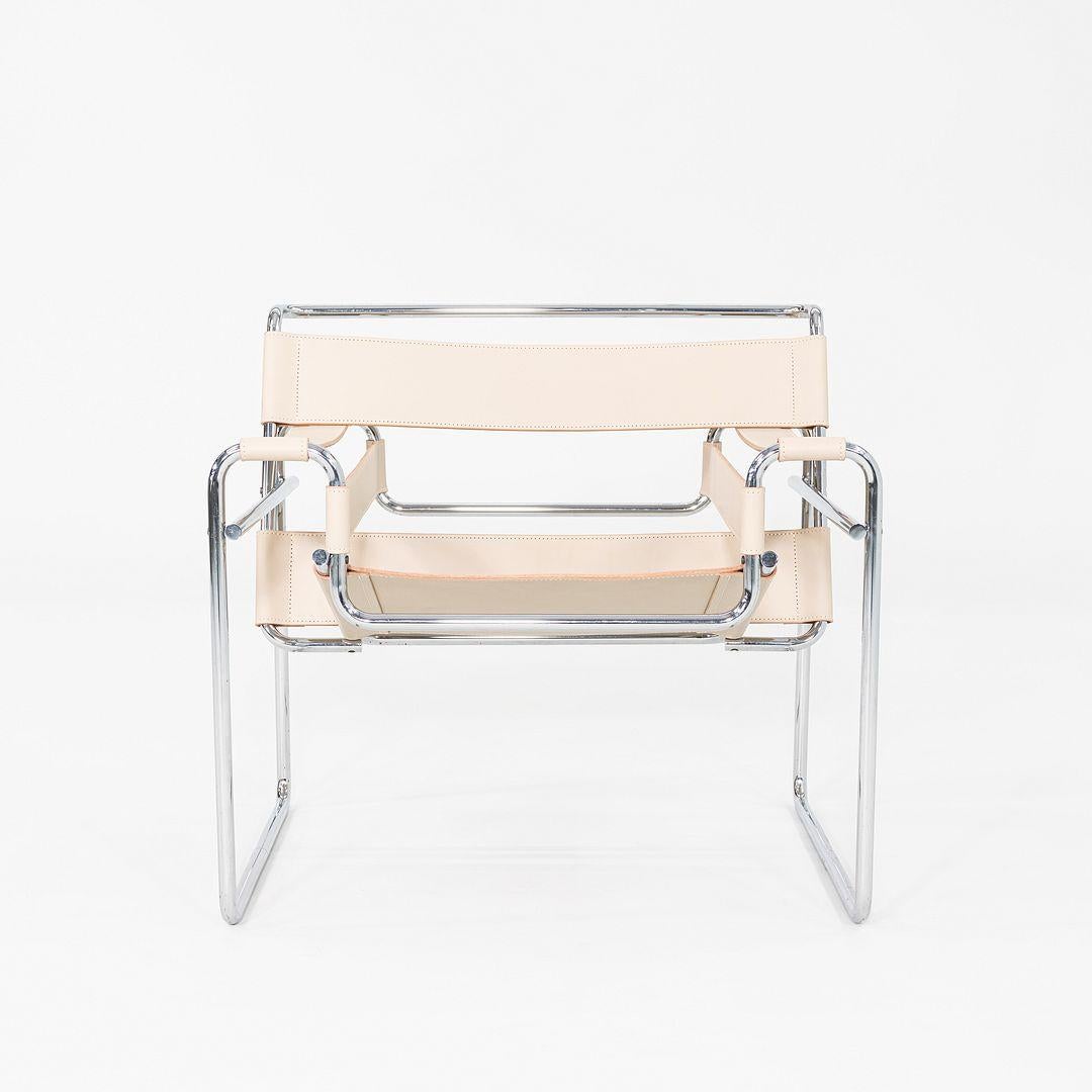 1970s Marcel Breuer for Knoll / Gavina Wassily Lounge Chair in New Cream Leather (Chaise longue Marcel Breuer pour Knoll / Gavina Wassily en cuir crème neuf) en vente 3