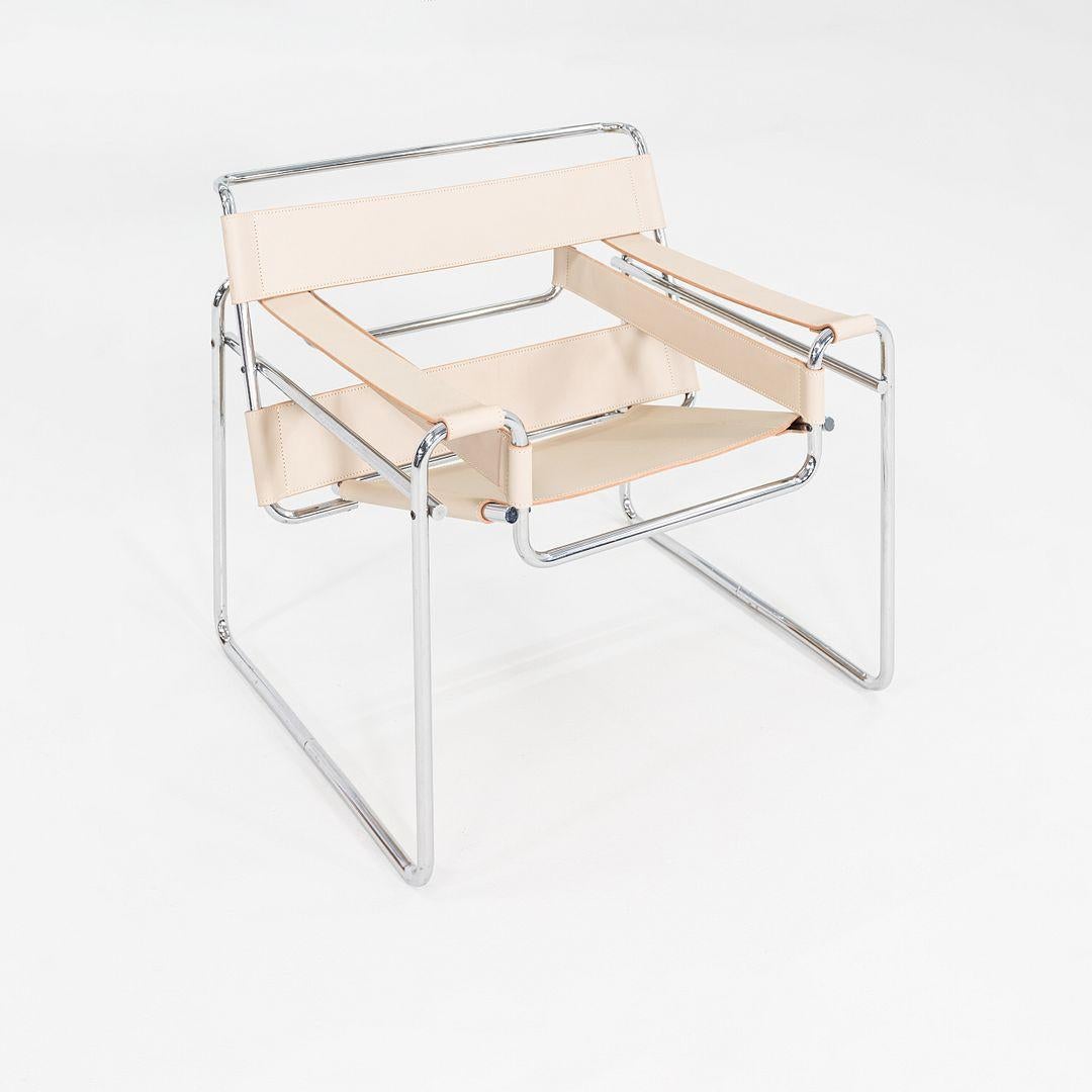 1970s Marcel Breuer for Knoll / Gavina Wassily Lounge Chair in New Cream Leather (Chaise longue Marcel Breuer pour Knoll / Gavina Wassily en cuir crème neuf) en vente 5