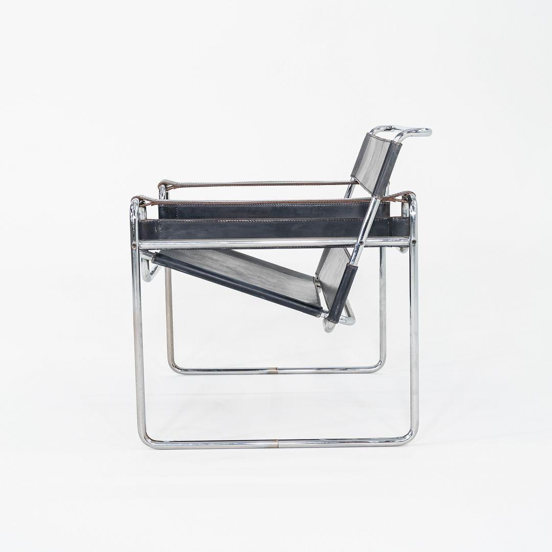 1970er Marcel Breuer für Knoll Wassily Loungesessel aus schwarzem Leder, 2x verfügbar im Angebot 3
