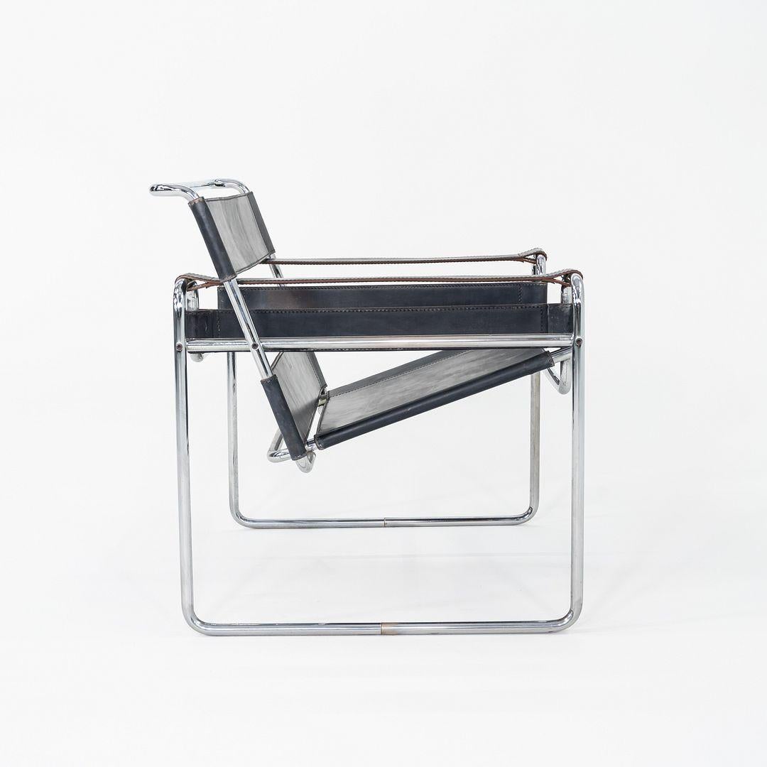 1970er Marcel Breuer für Knoll Wassily Loungesessel aus schwarzem Leder, 2x verfügbar im Angebot 4