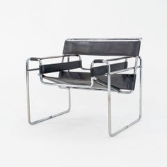 1970s Marcel Breuer for Knoll Wassily Lounge Chair in Black Leather 2x Available
