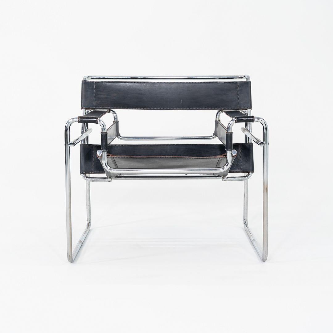 1970er Marcel Breuer für Knoll Wassily Loungesessel aus schwarzem Leder, 2x verfügbar (Moderne) im Angebot