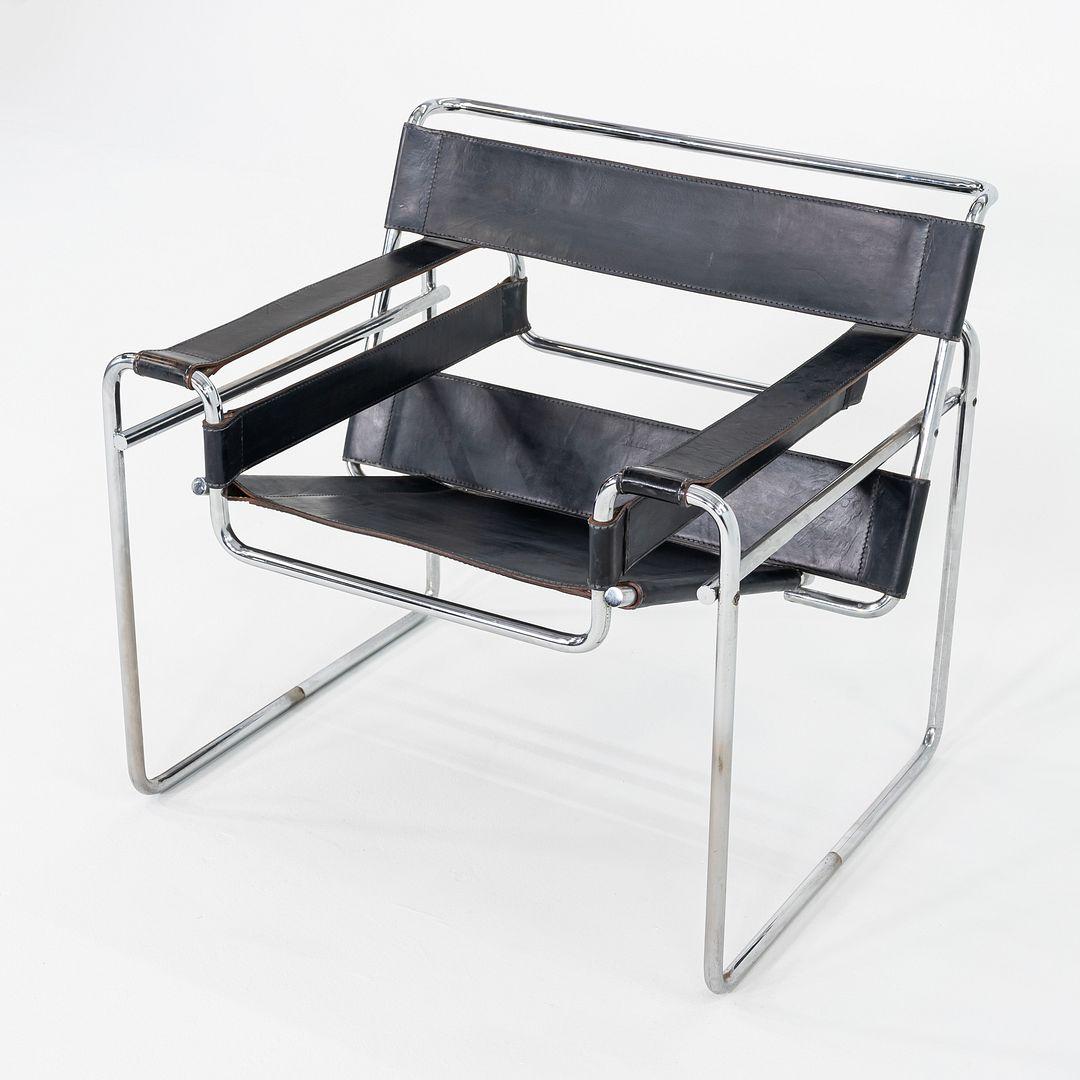 1970er Marcel Breuer für Knoll Wassily Loungesessel aus schwarzem Leder, 2x verfügbar (amerikanisch) im Angebot