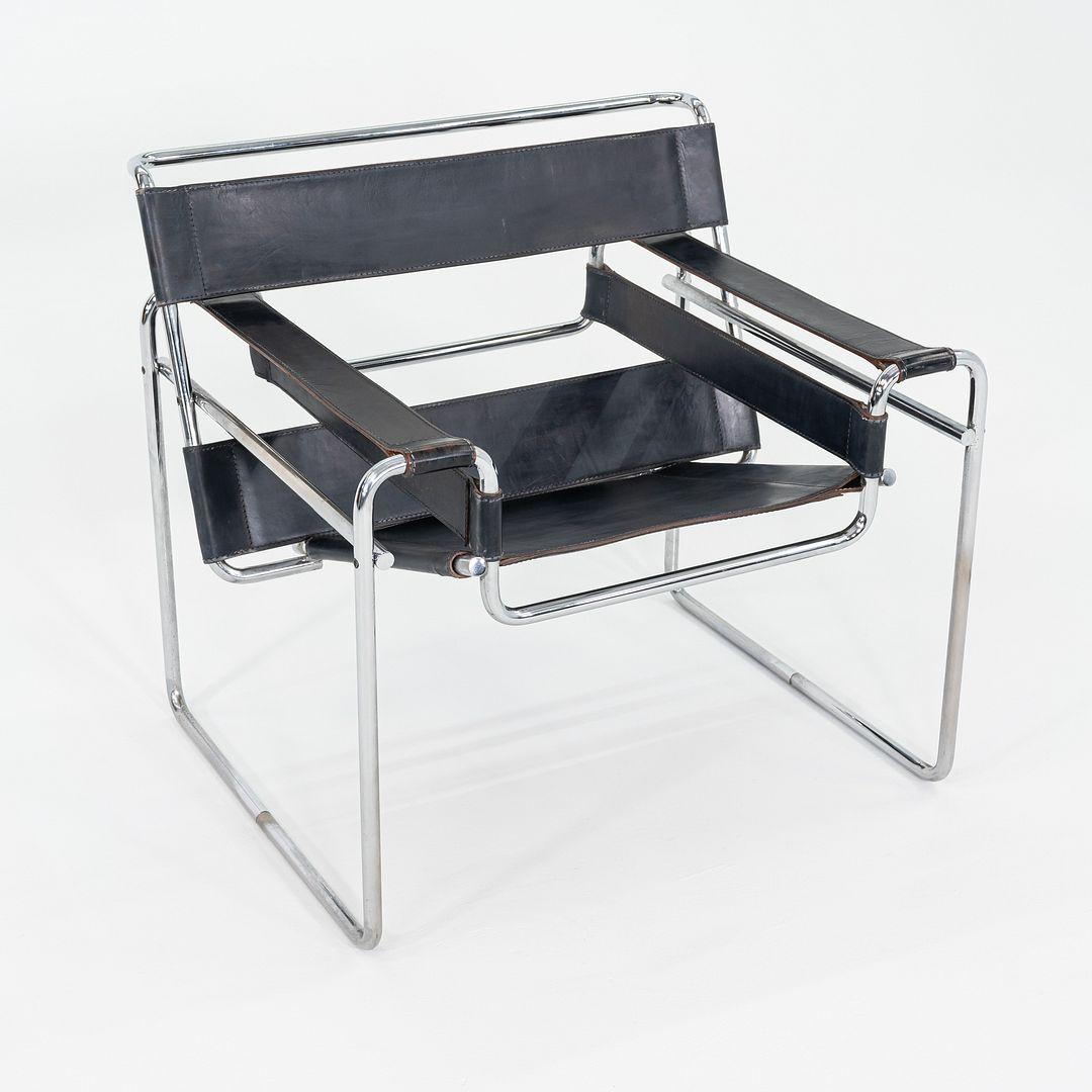 1970er Marcel Breuer für Knoll Wassily Loungesessel aus schwarzem Leder, 2x verfügbar im Zustand „Gut“ im Angebot in Philadelphia, PA