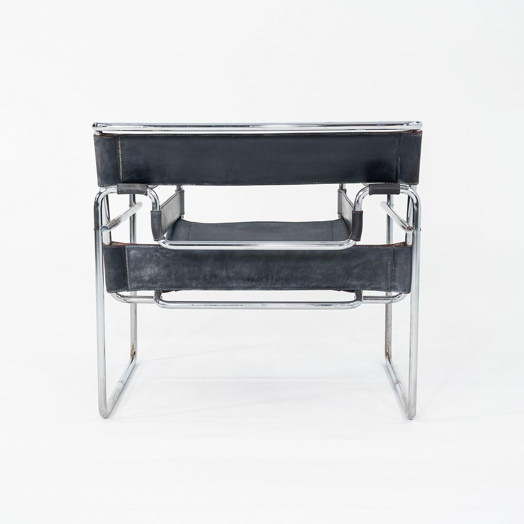 1970er Marcel Breuer für Knoll Wassily Loungesessel aus schwarzem Leder, 2x verfügbar im Angebot 1