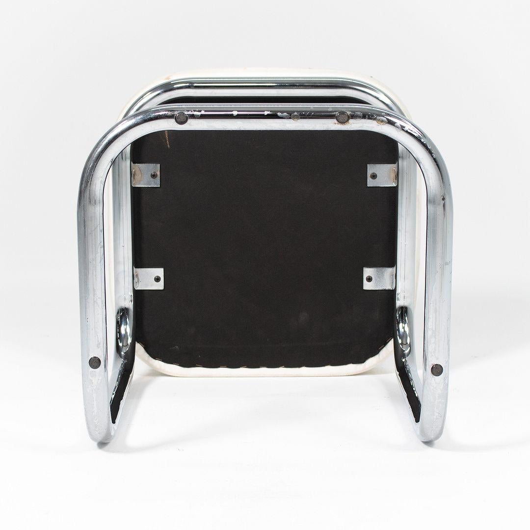 Modern 1970s Marcel Breuer for Thonet Stool in Chrome and Off-White Fabric For Sale