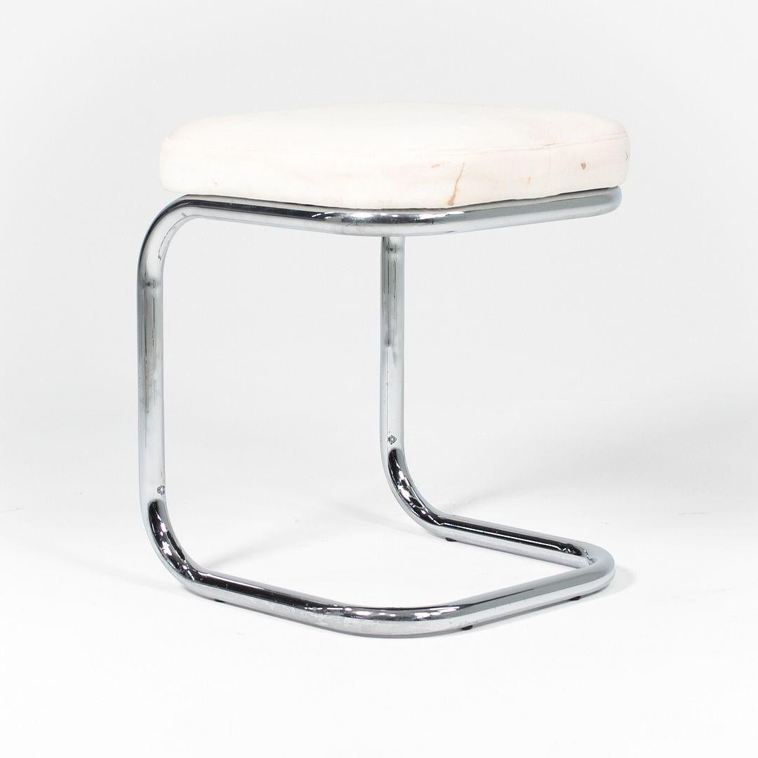 Late 20th Century 1970s Marcel Breuer for Thonet Stool in Chrome and Off-White Fabric For Sale
