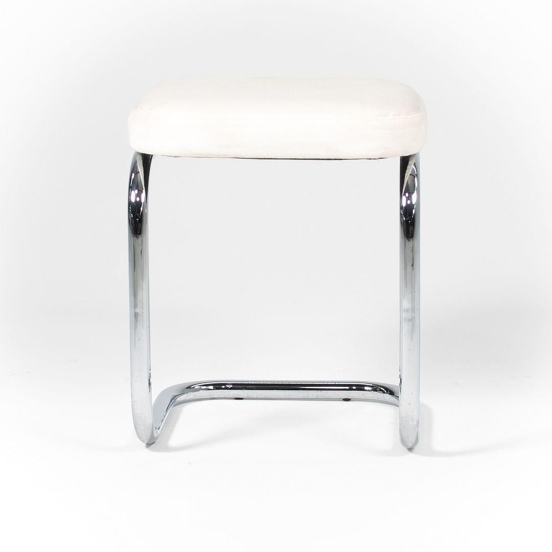 1970s Marcel Breuer for Thonet Stool in Chrome and Off-White Fabric For Sale 1
