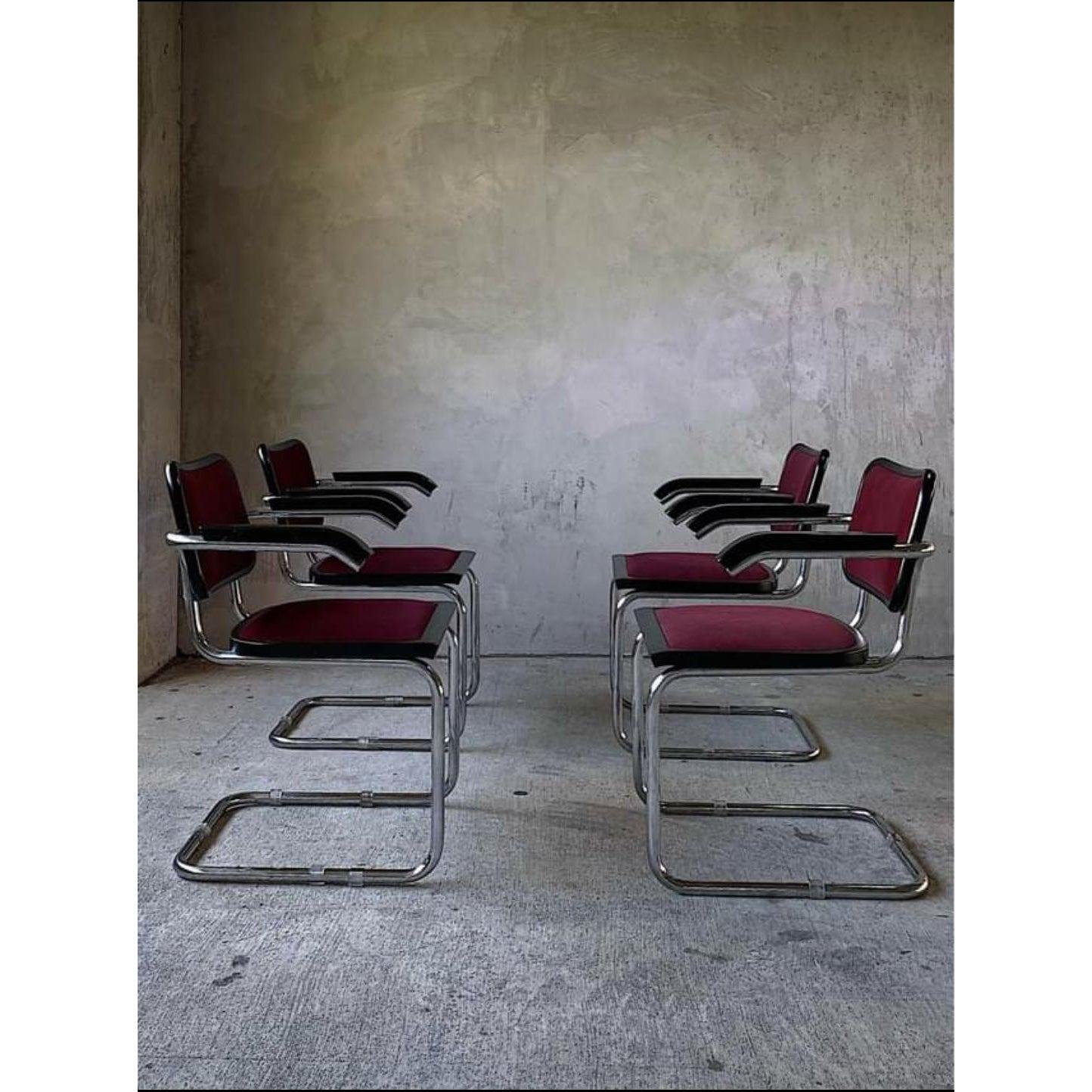 Mid-Century Modern 1970s Marcel Breuer Iconic S64 Chairs by Gordon International, a Set of 4 For Sale