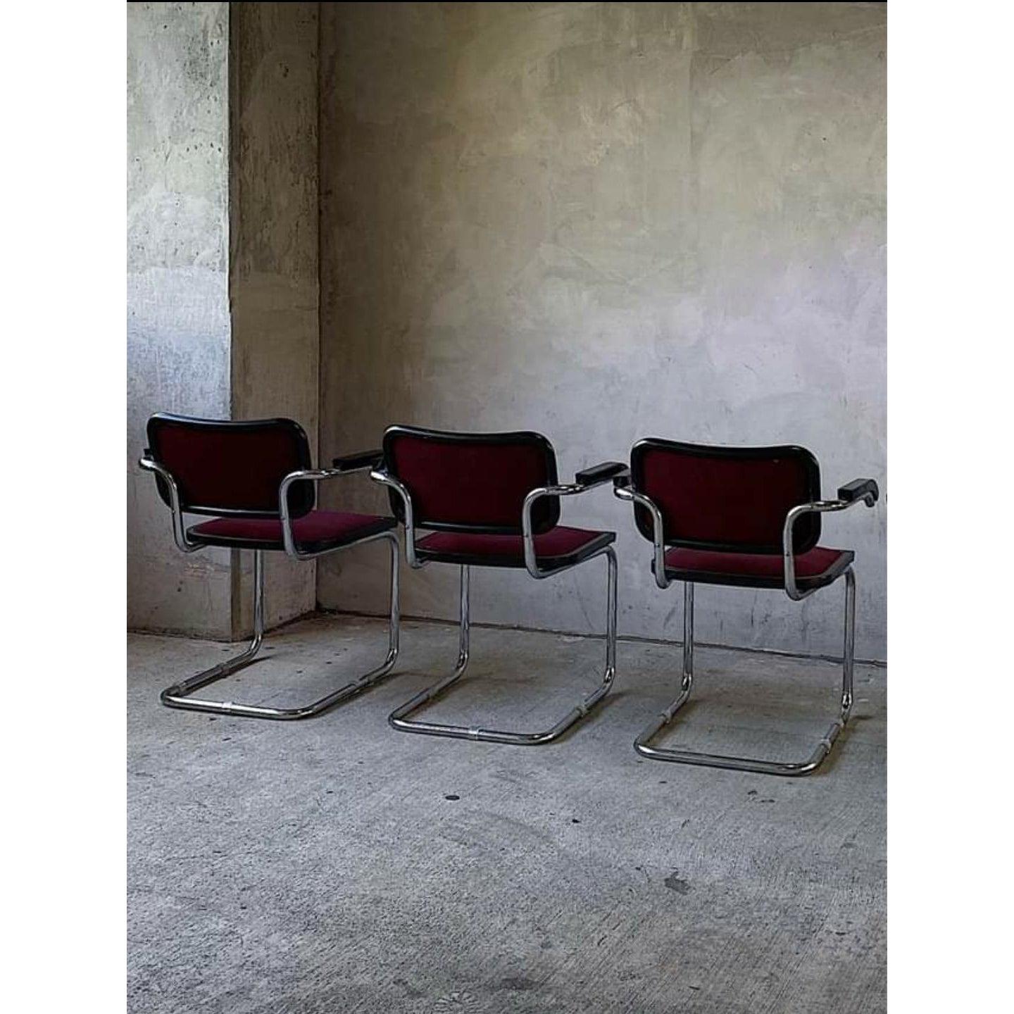 Italian 1970s Marcel Breuer Iconic S64 Chairs by Gordon International, a Set of 4 For Sale