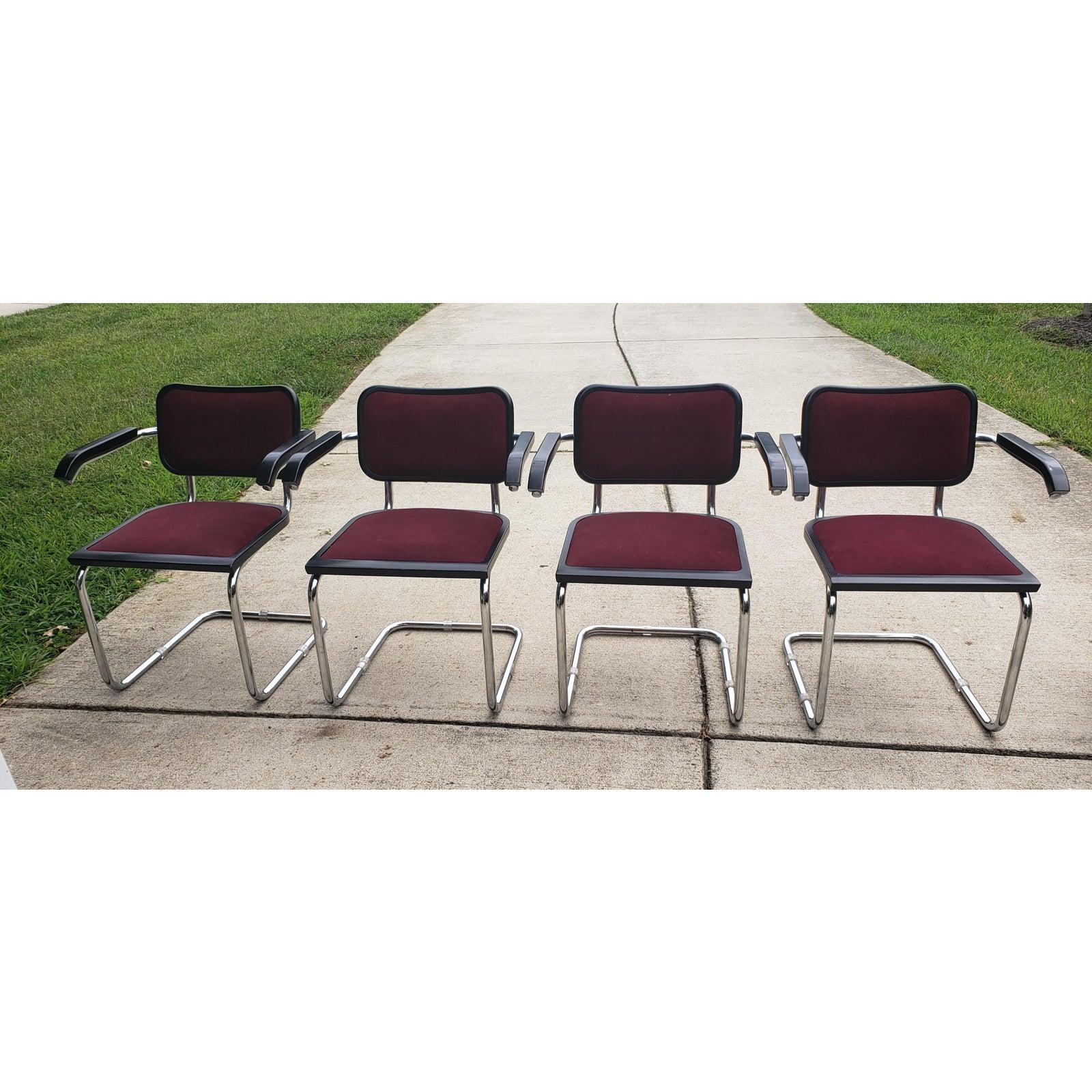 20th Century 1970s Marcel Breuer Iconic S64 Chairs by Gordon International, a Set of 4 For Sale