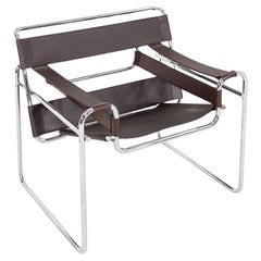 1970s Marcel Breuer Knoll / Gavina Wassily Lounge Chair, Leather & Chrome
