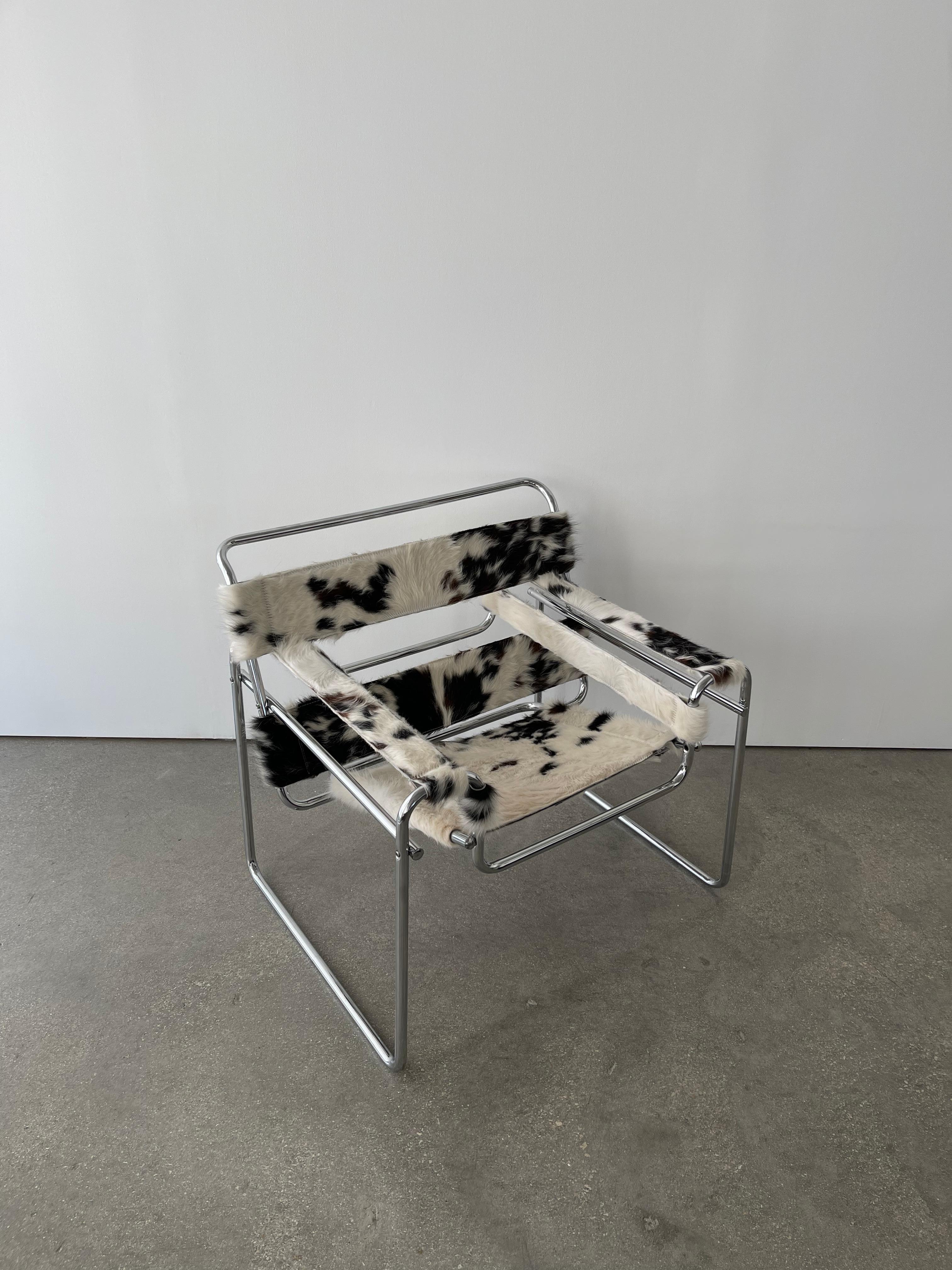 Unknown 1970's Marcel Breuer Wassily Style Armchair in Cowhide