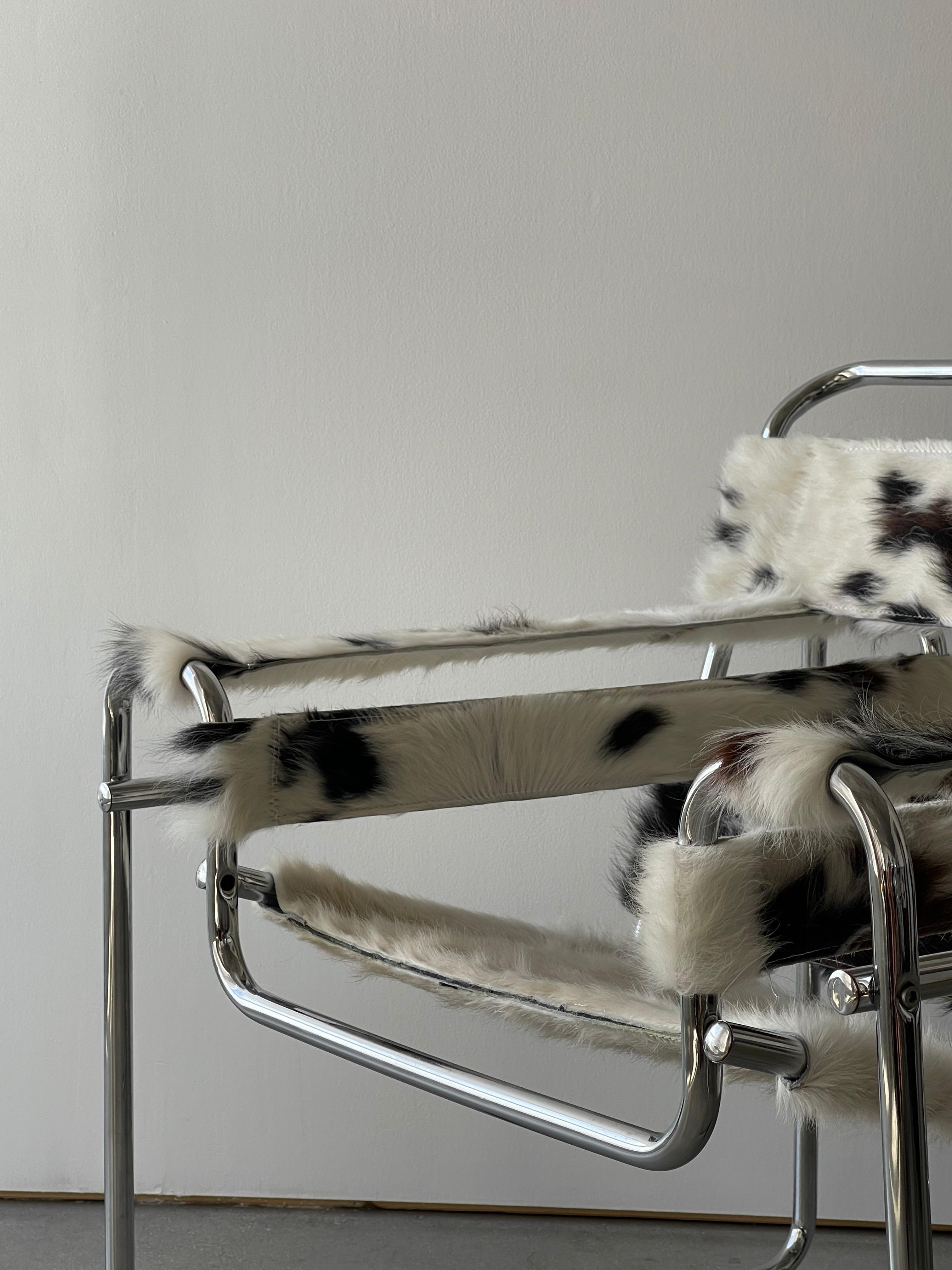 Metal 1970's Marcel Breuer Wassily Style Armchair in Cowhide