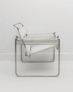 1970s in the Style of Marcel Breuer White Leather Wassily Chair