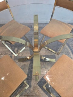 1970s Marcello Cuneo, Luisa Brass Folding Chairs and Table, 1970s