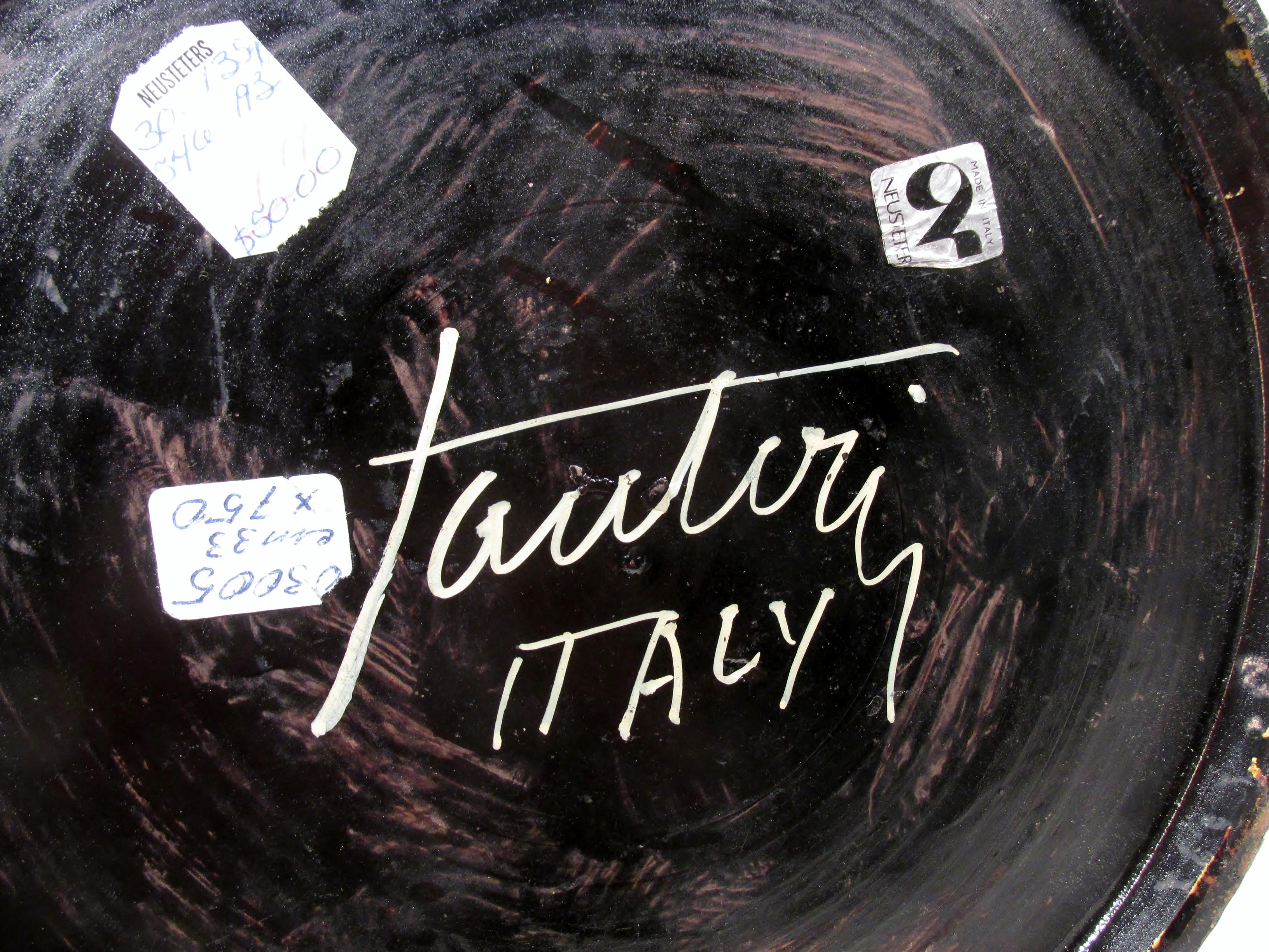 1970s Marcello Fantoni Italian Art Pottery Loop Handle Flambe Glaze Vase For Sale 3