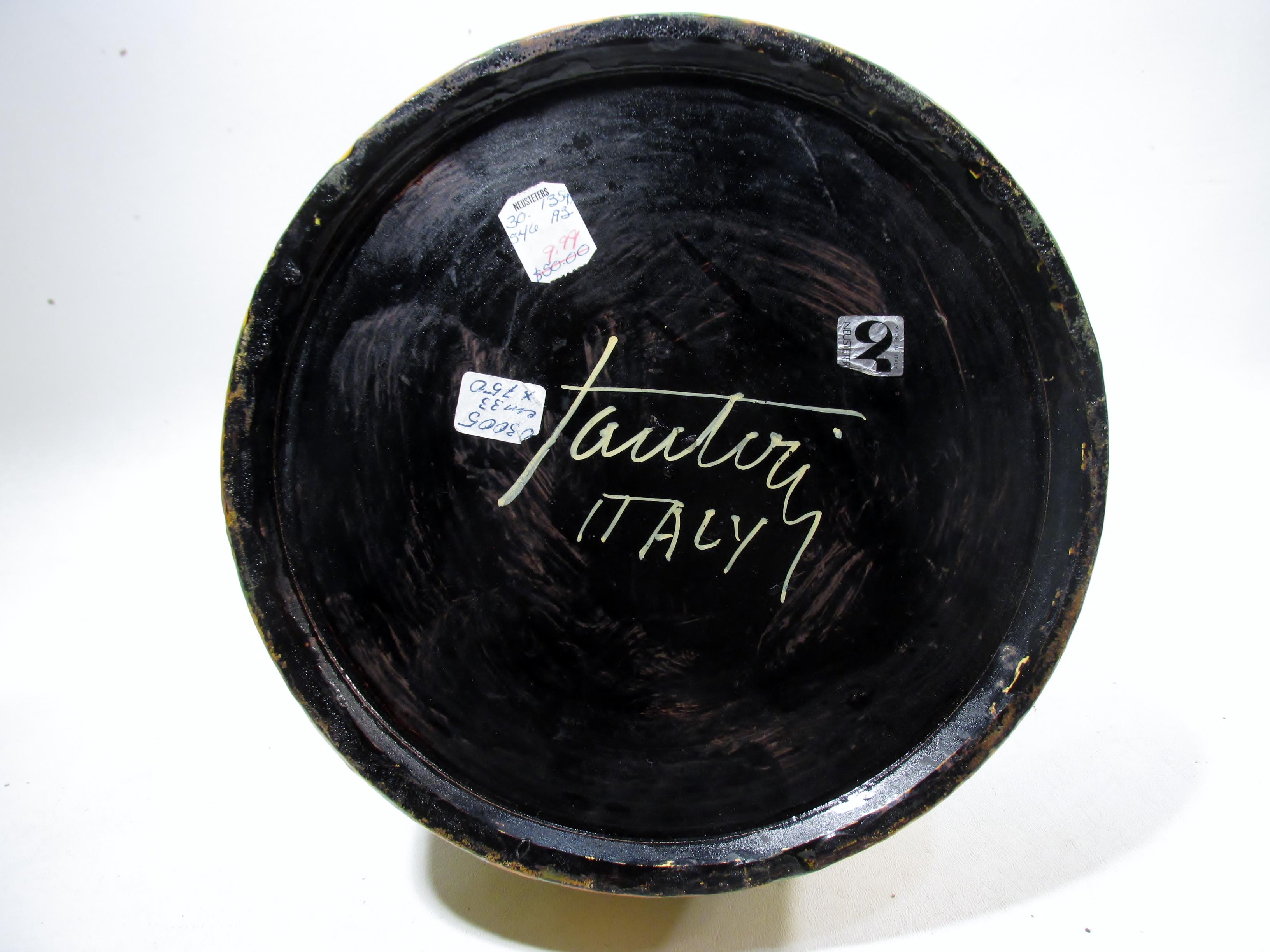 1970s Marcello Fantoni Italian Art Pottery Loop Handle Flambe Glaze Vase For Sale 2