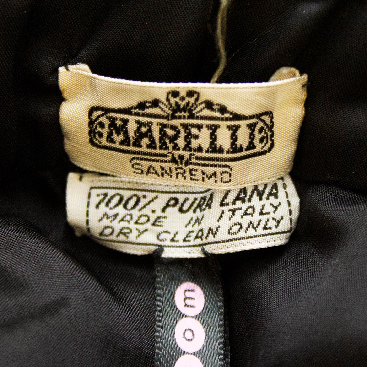 1970's Marelli Black Wool Gabardine Pleated Skirt For Sale 2