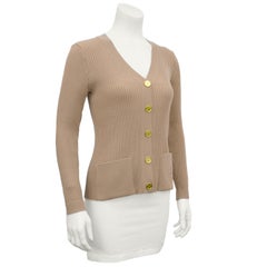 1970's Marelli Camel Colour Ribbed Knit Cardigan