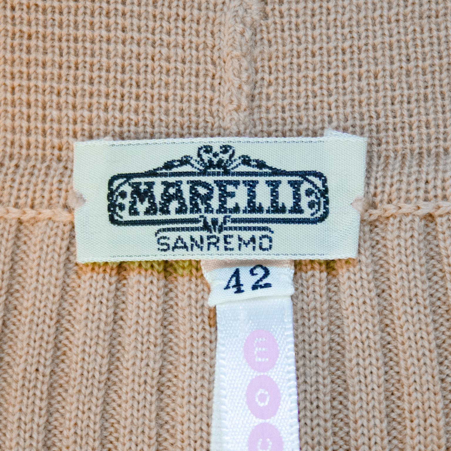 Brown 1970's Marelli Camel Colour Ribbed Knit Cardigan For Sale