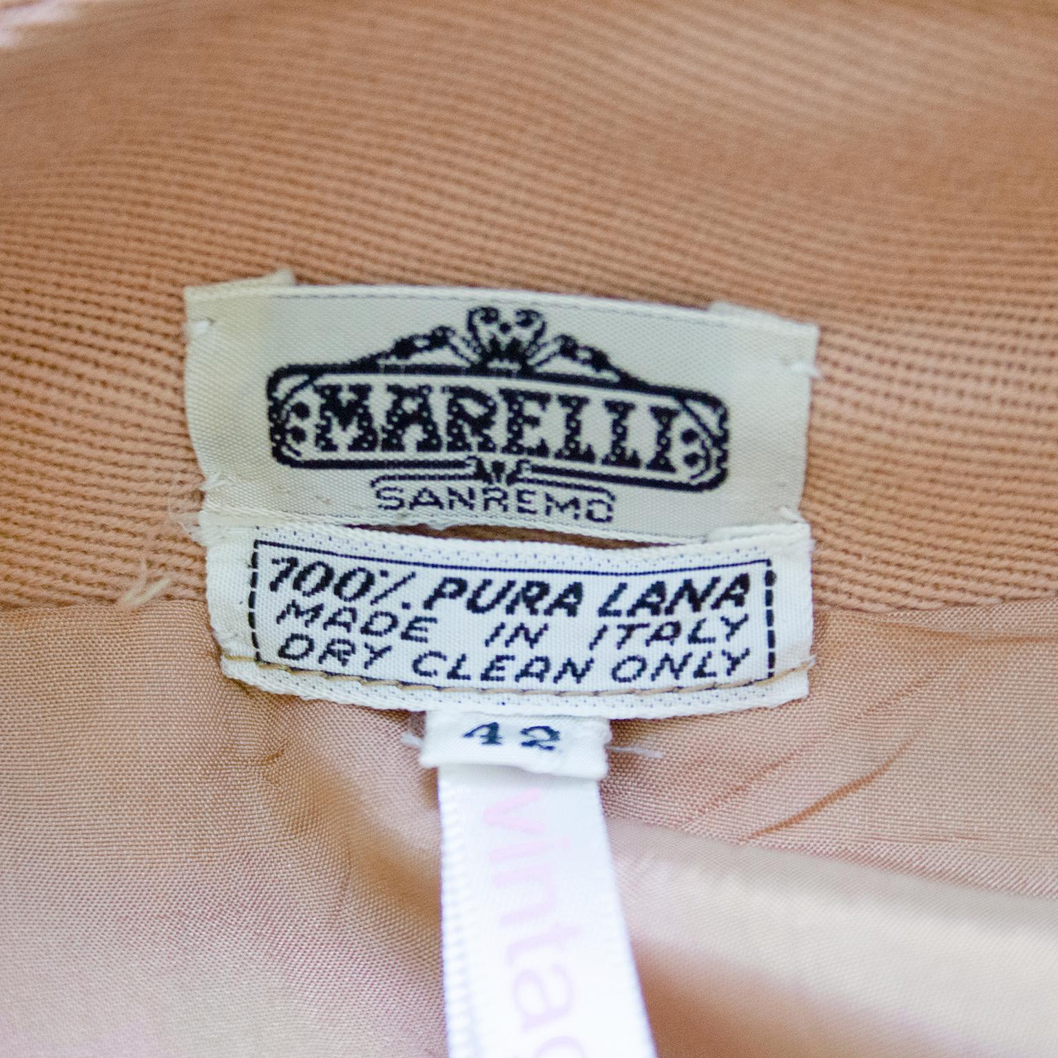 Brown 1970's Marelli Camel Pleated Wool Gabardine Skirt For Sale