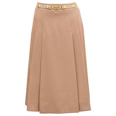Vintage 1970's Marelli Camel Pleated Wool Gabardine Skirt