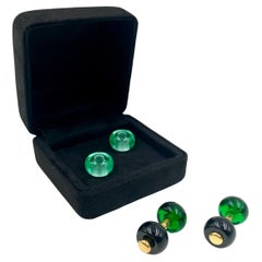 1970's Marina B 18K Yellow Gold Interchangeable Multi-colored Bead Cufflinks