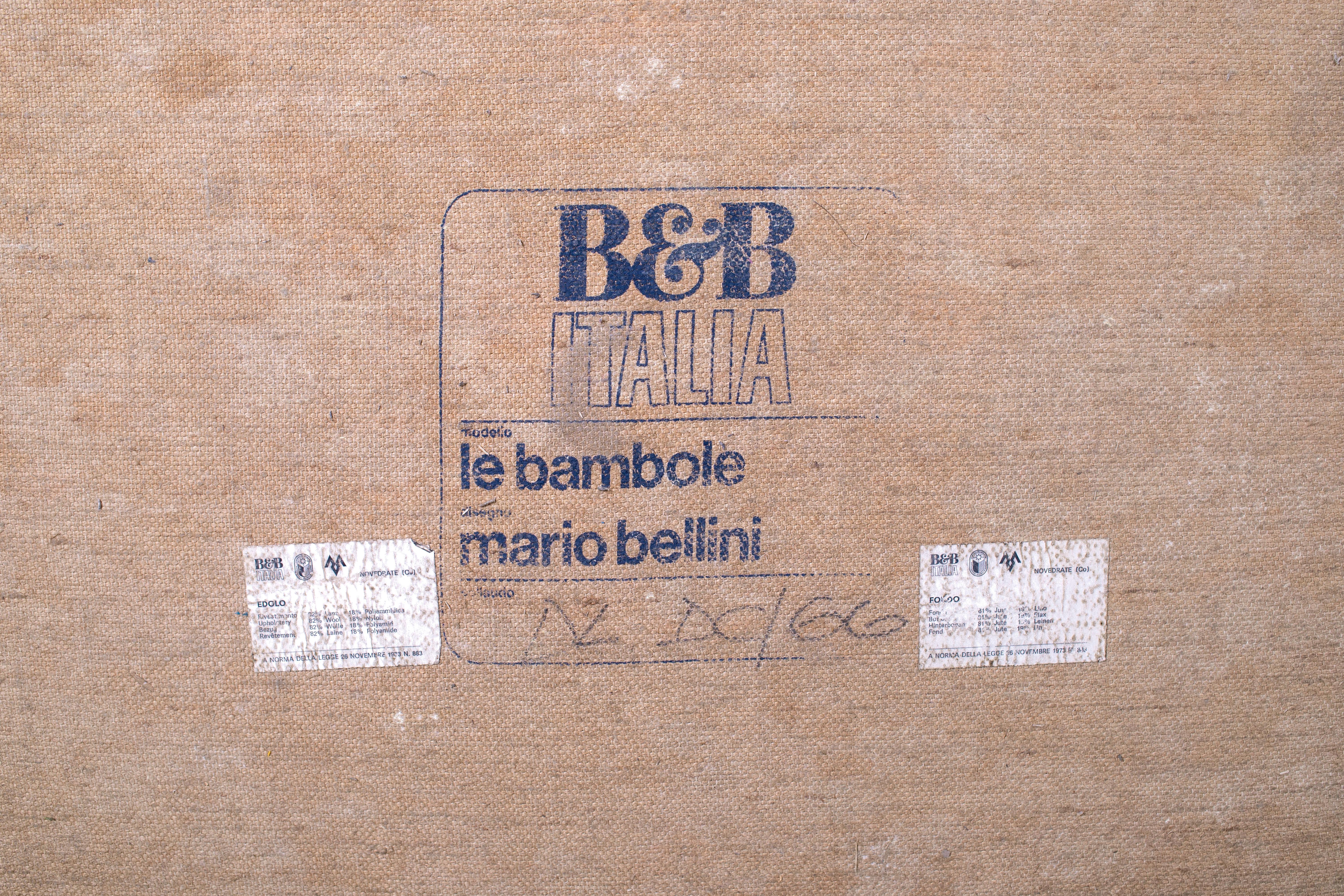 Ensemble de canapés 3 pièces en bambou Mario Bellini pour B&B Italia, années 1970 en vente 8