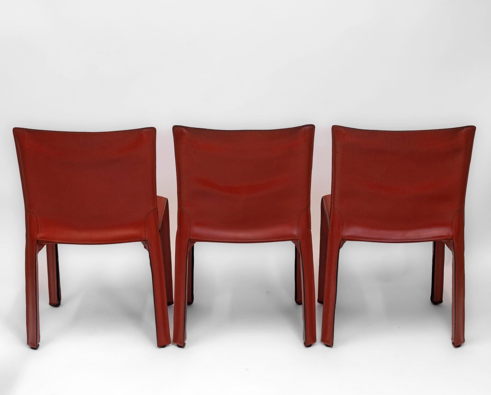 1970er Mario Bellini für Cassina Satz von sechs Sattelleder Kabinenstühlen Model No. 412 im Angebot 5