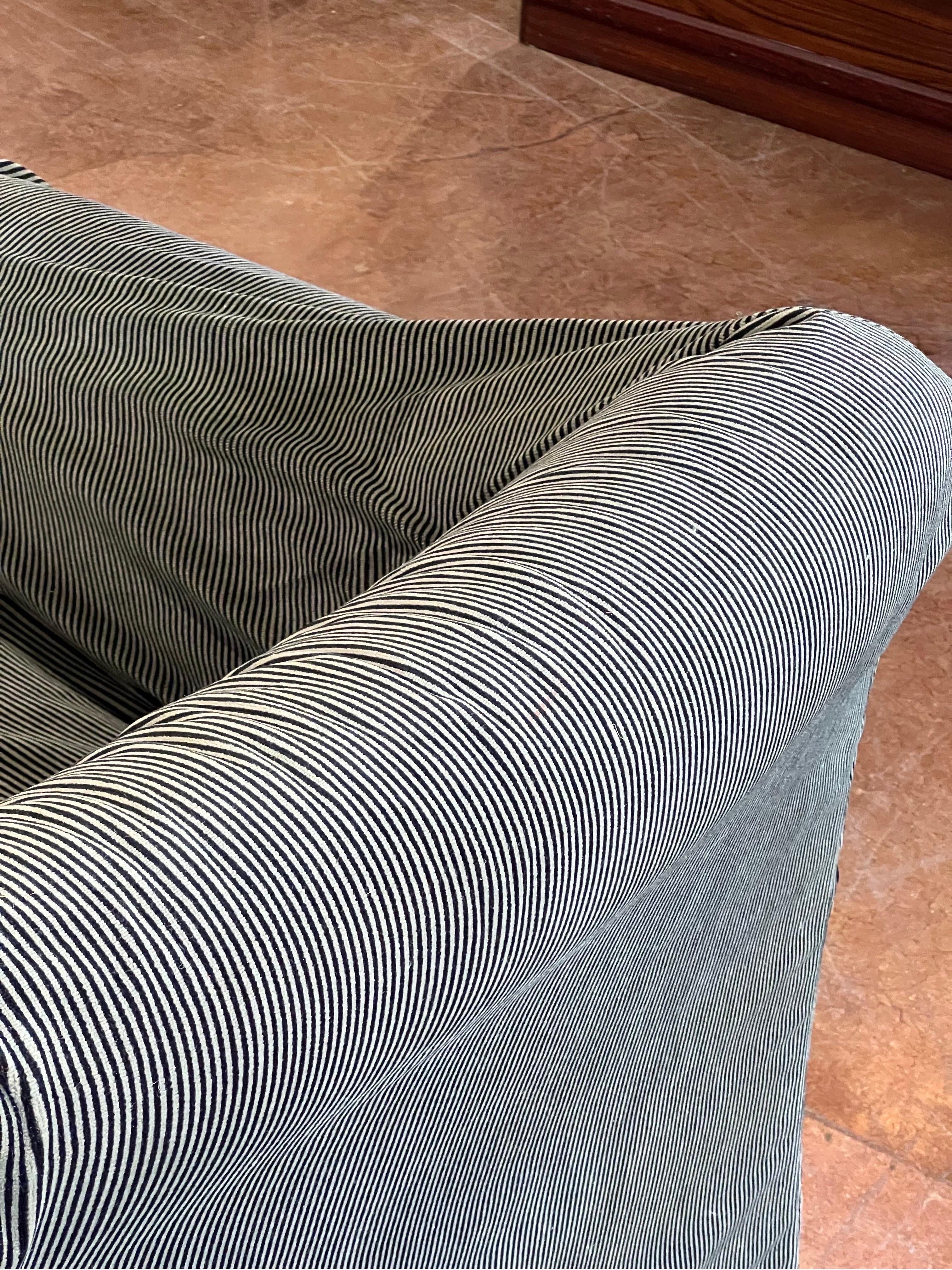 Italian 1970s Mario Bellini for Cassina Tentazione Striped Sofa in Dark Green