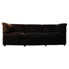 1970s Mario Bellini Tentazione Sofa by Cassina Upholstered in Black Mohair