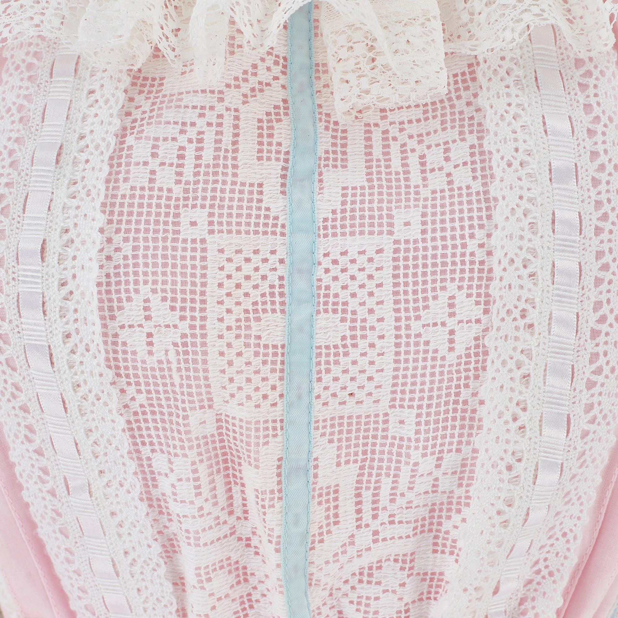Camicetta con volant in pizzo bianco e rosa di Marisa Martin del 1970 In condizioni ottime in vendita a London, GB