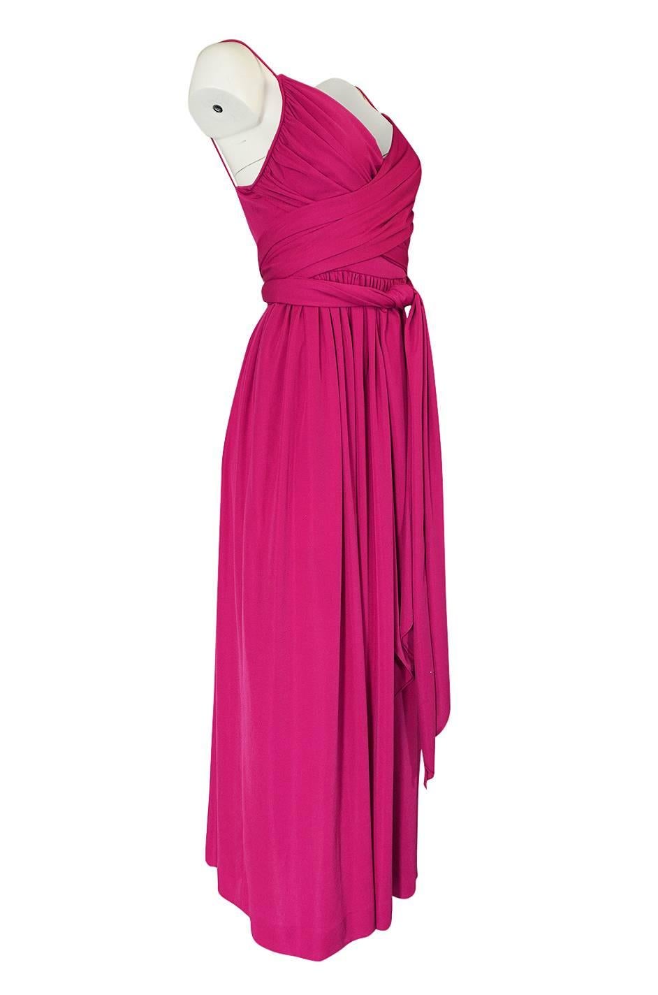 1970s Marita by Anthony Muto Pink Wrapped Jersey Halter Dress In Excellent Condition In Rockwood, ON