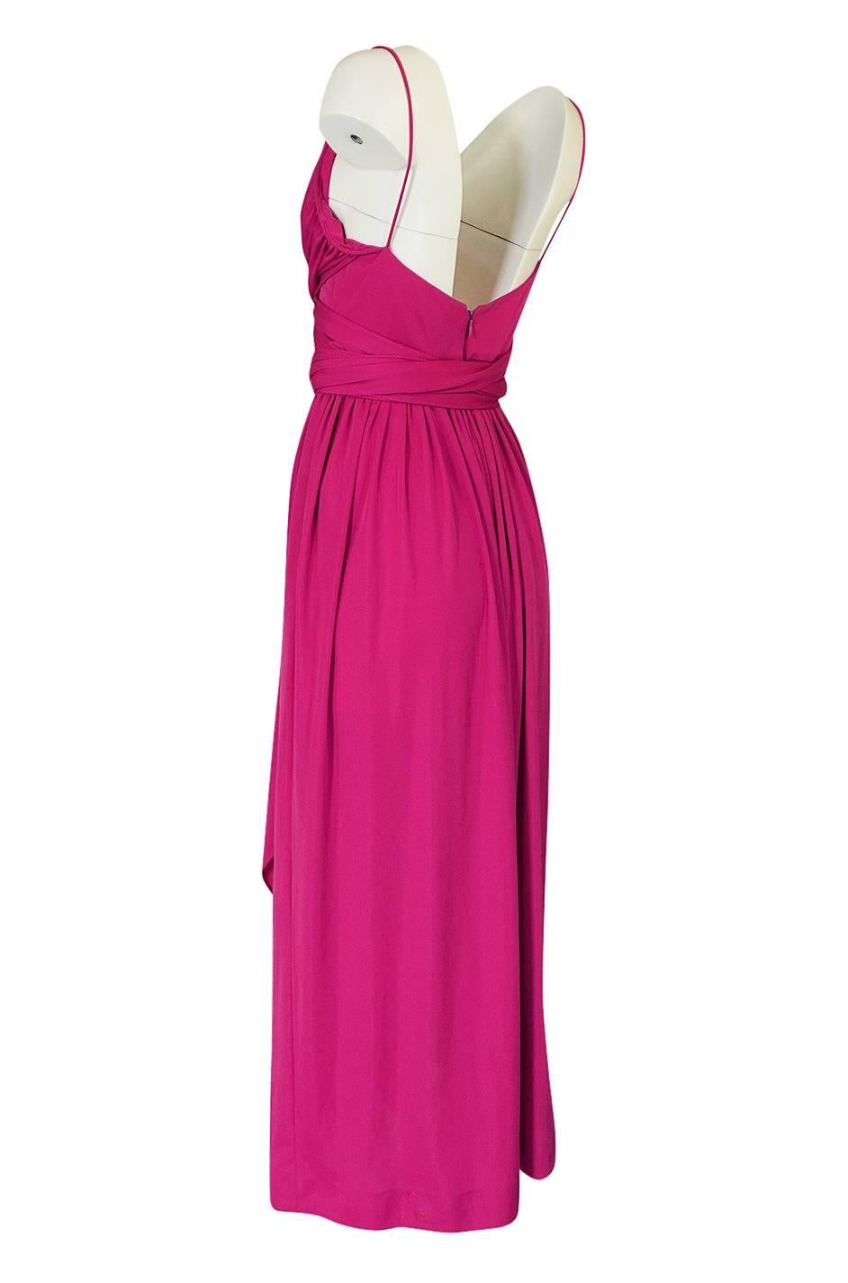 1970s Marita by Anthony Muto Pink Wrapped Jersey Halter Dress 1