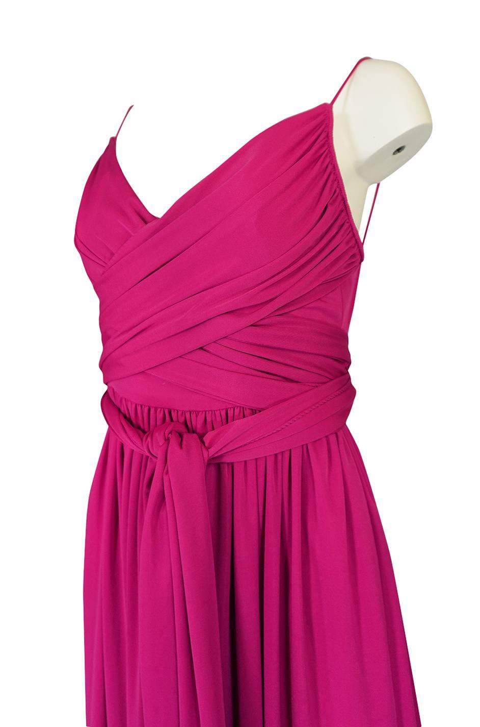 1970s Marita by Anthony Muto Pink Wrapped Jersey Halter Dress 4