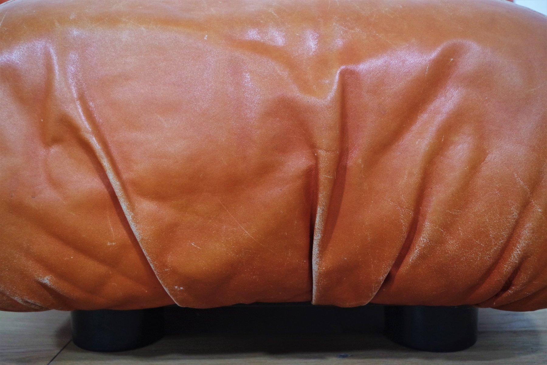 1970s Marius & Marius Leather Sofa and Pouf Set by Mario Marenco for Arflex en venta 7